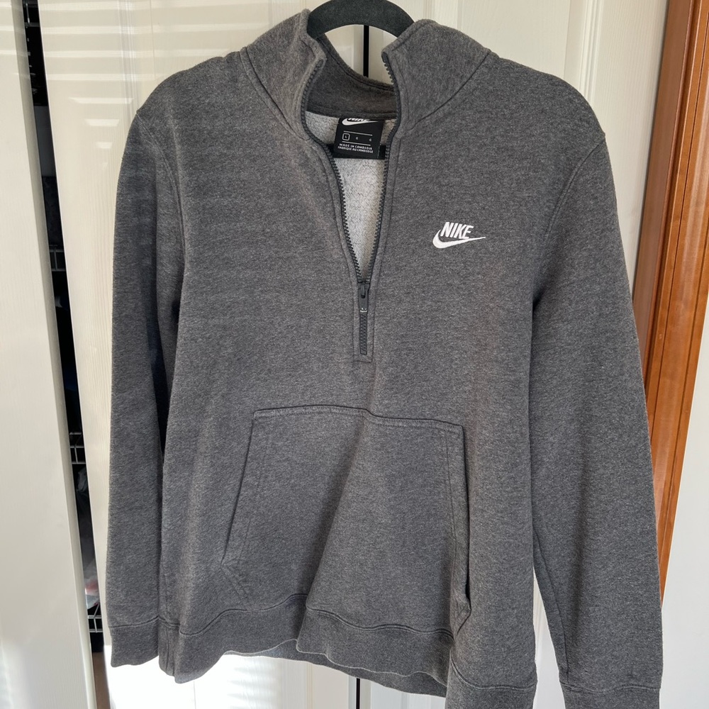 Grey fleece quarterzip sweatshirt